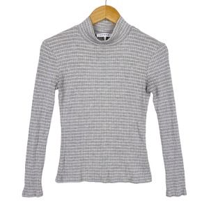 FRAME 70's Turtleneck in Gray White Multi Striped Top REVOLVE Size S